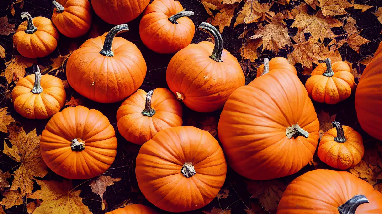 A pile of orange pumpkins and gourds for autumn and Halloween play