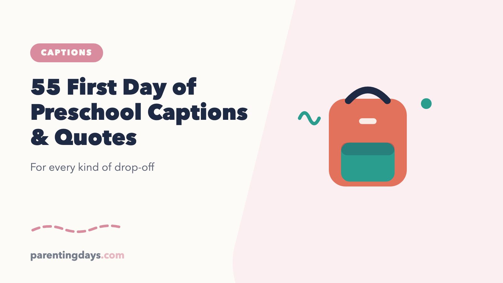 Small backpack hanging on a hook by the front door on the first day of preschool